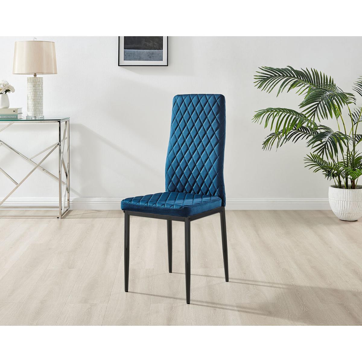 Leonardo 4 Table and 4 Velvet Milan Black Leg Chairs - Navy – image 13