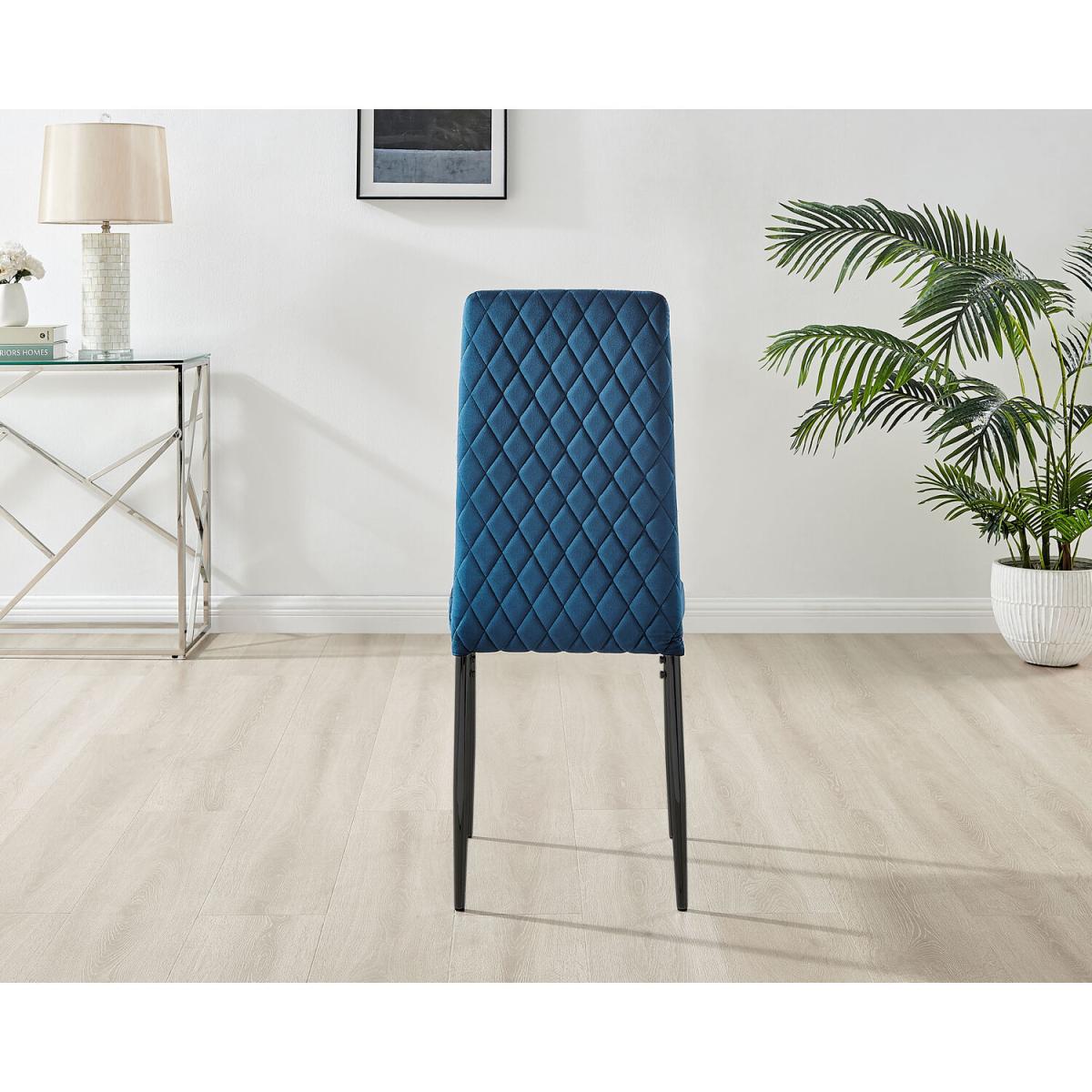 Leonardo 4 Table and 4 Velvet Milan Black Leg Chairs - Navy – image 5