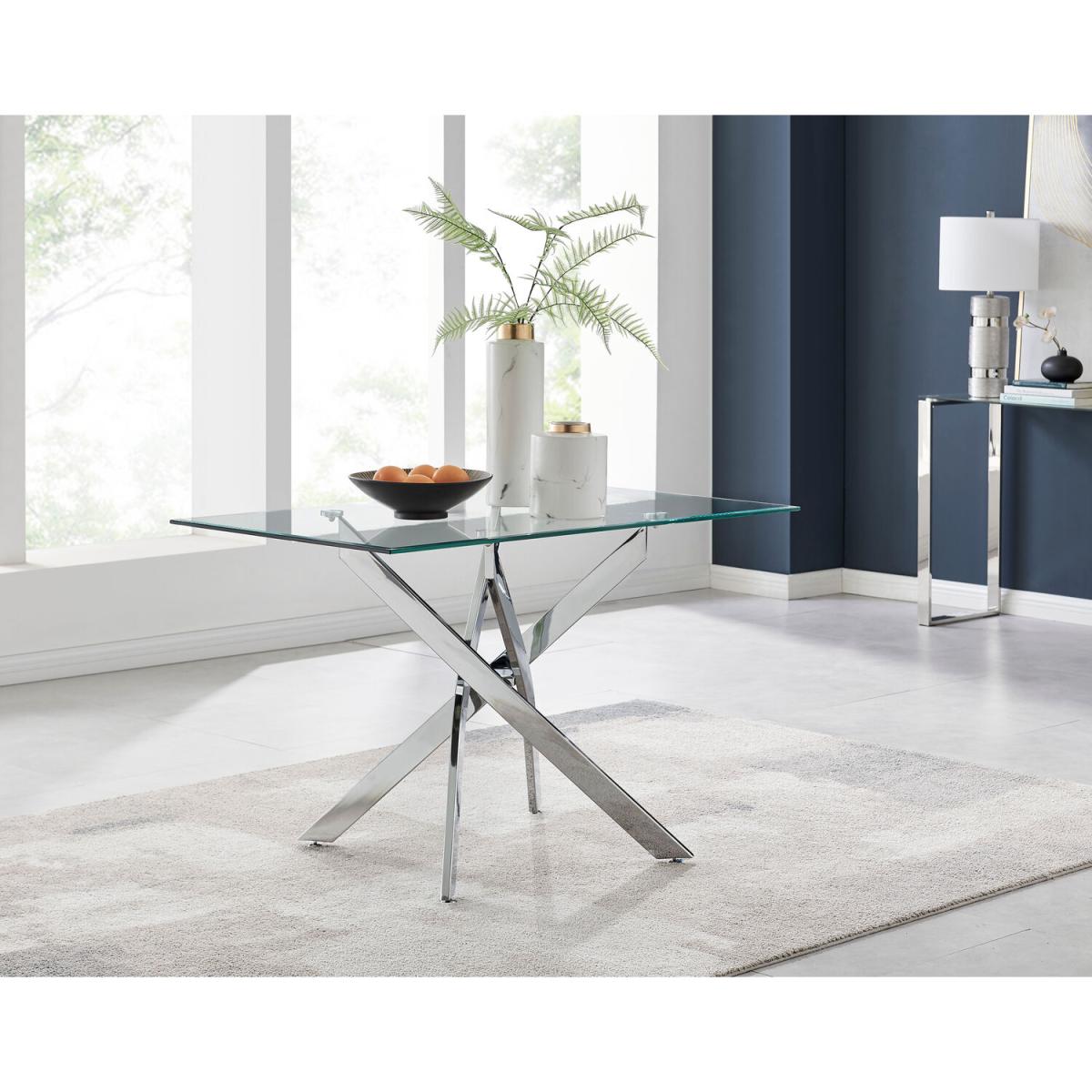 Leonardo 4 Table and 4 Velvet Milan Black Leg Chairs - Navy – image 6