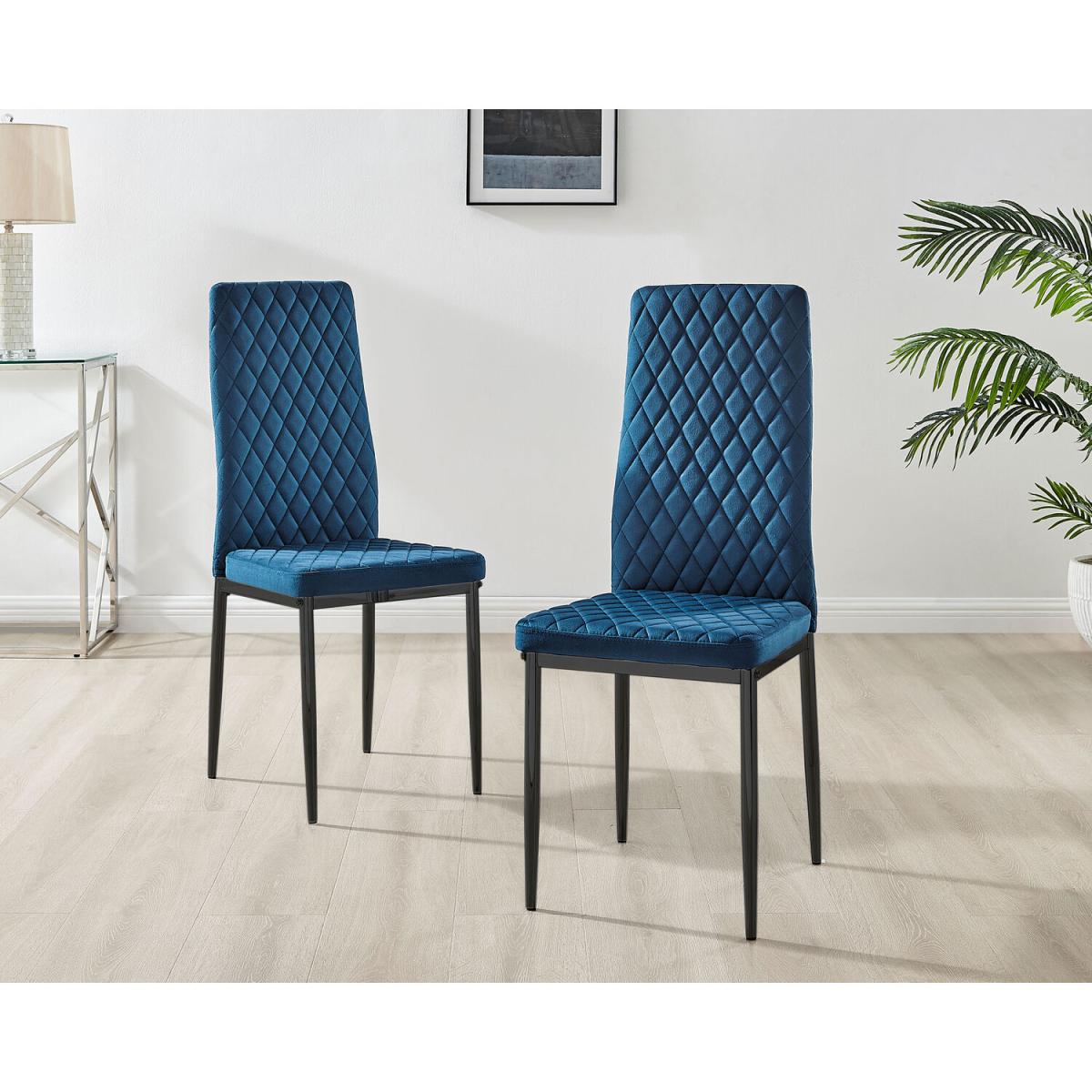 Leonardo 4 Table and 4 Velvet Milan Black Leg Chairs - Navy – image 7