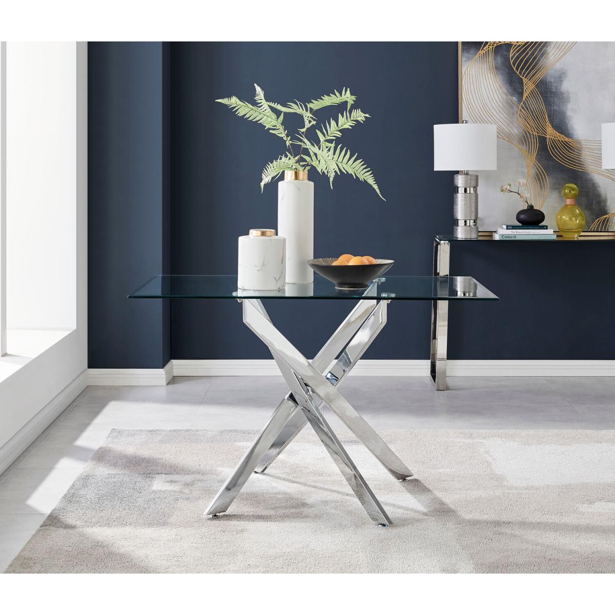 Leonardo 4 Table and 4 Velvet Milan Black Leg Chairs - Navy – image 8