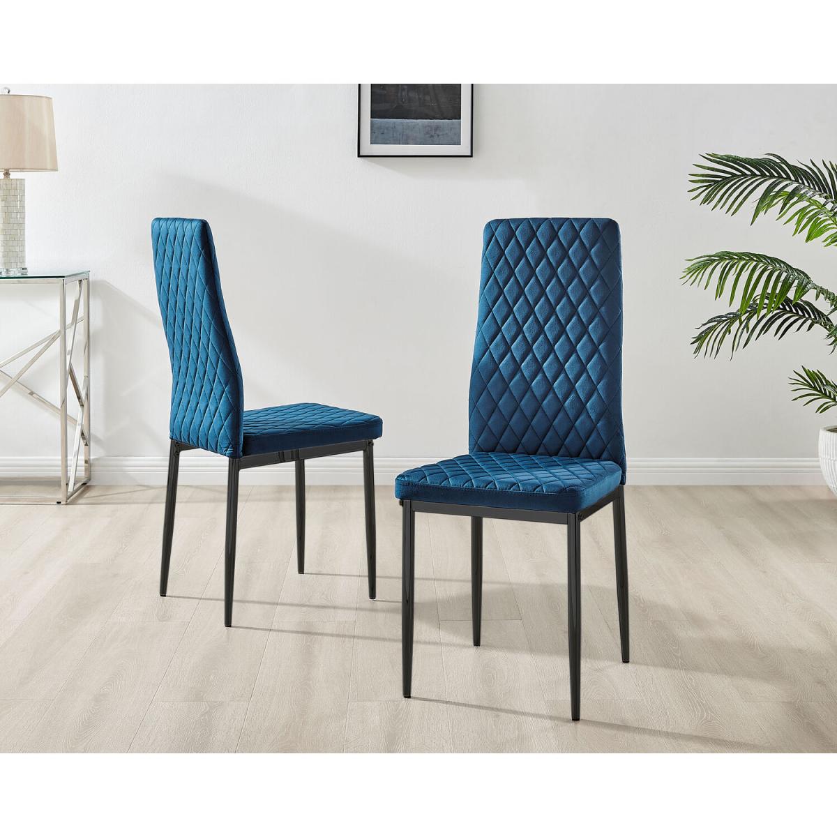Leonardo 4 Table and 4 Velvet Milan Black Leg Chairs - Navy – image 9