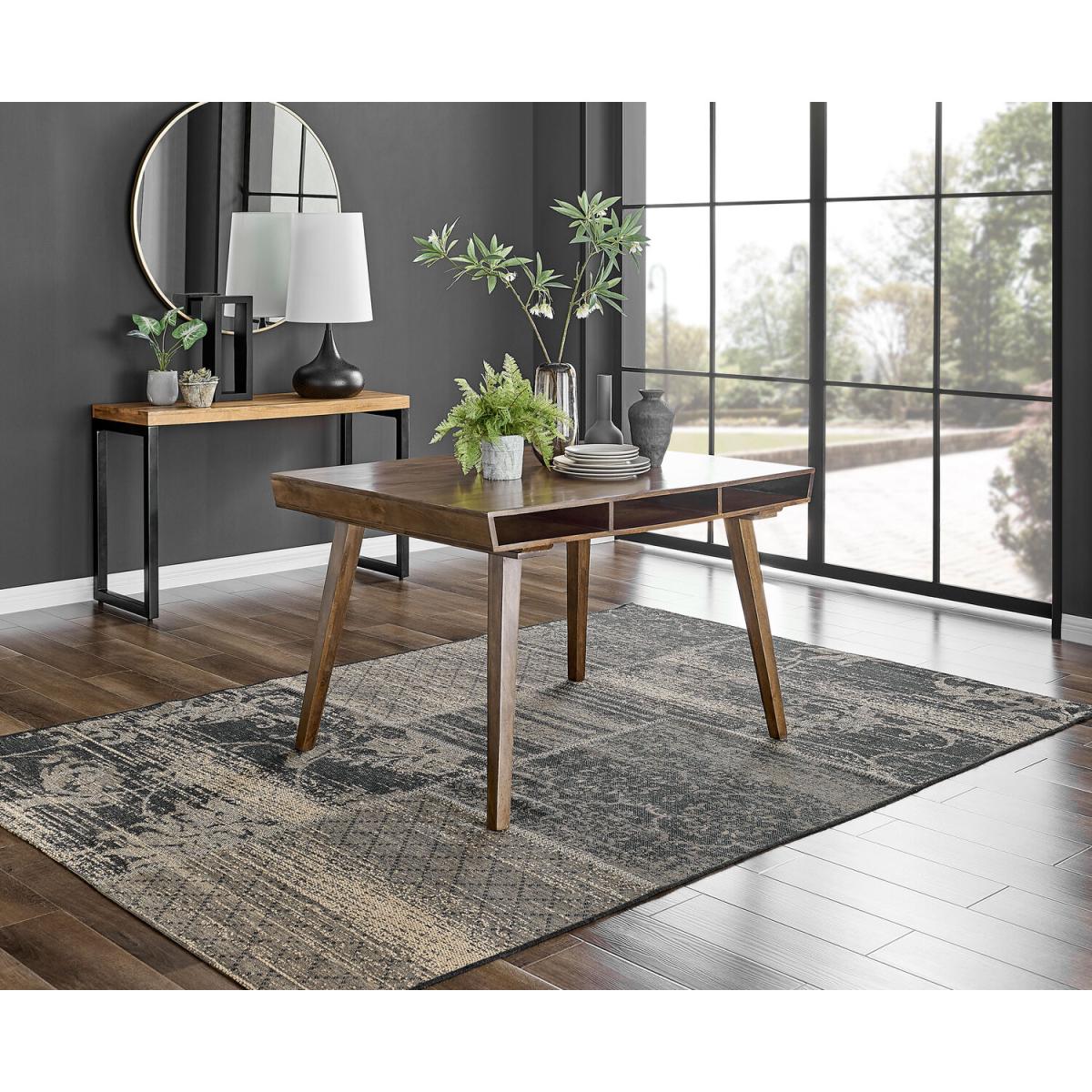 Otto Dark Walnut Solid Wood Dining Table and 4 Willow Chairs - Grey – image 2