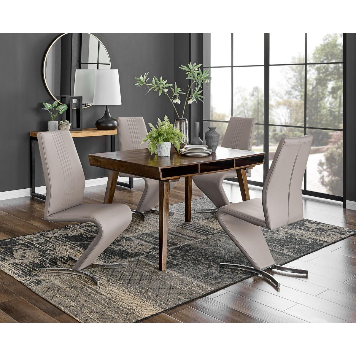 Otto Dark Walnut Solid Wood Dining Table and 4 Willow Chairs - Grey – image 14