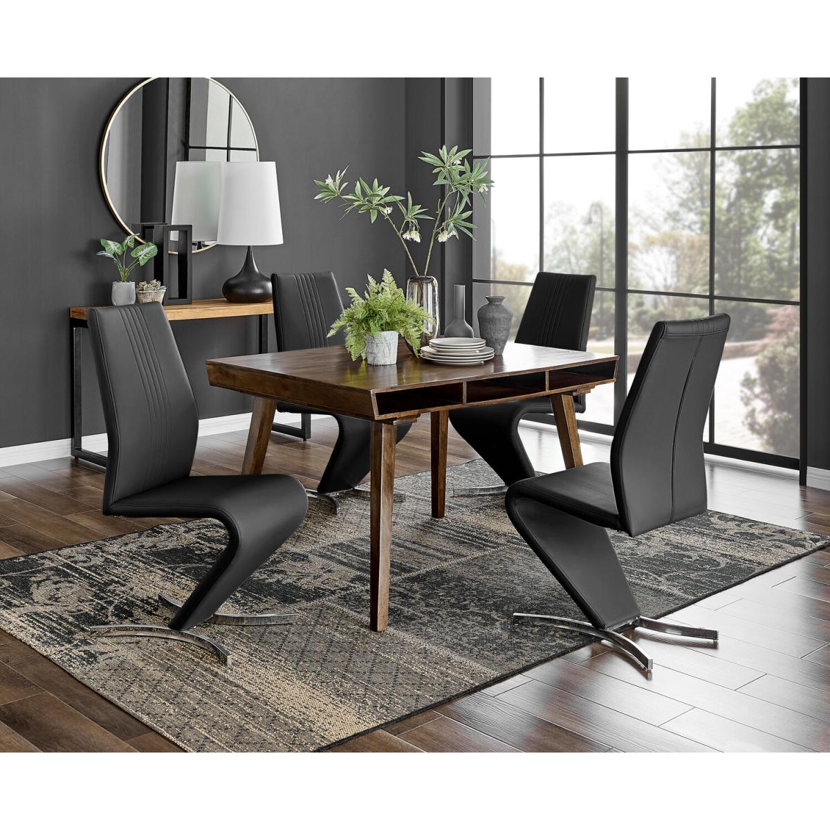 Otto Dark Walnut Solid Wood Dining Table and 4 Willow Chairs - Grey – image 7