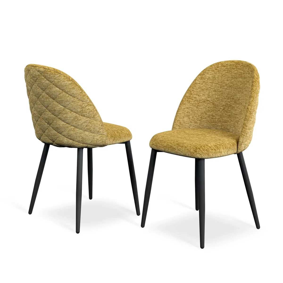 Aria Oak Effect Top Rectangle Dining Table & 4 Raye Velvet Chairs - Mustard – image 7