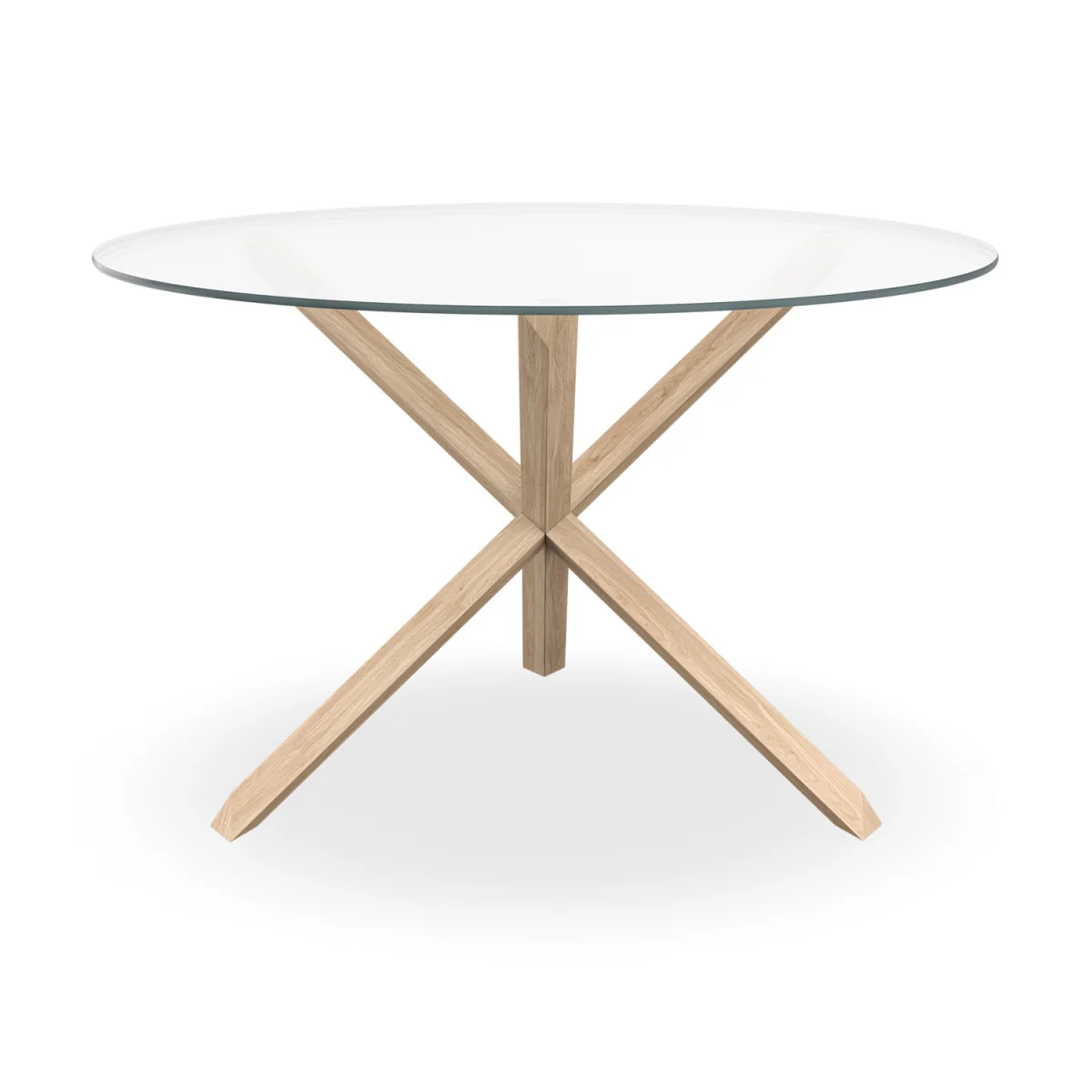 Malvern Glass Top With Oak Leg Round Dining Table & 4 Raye Velvet Chairs - Green – image 4