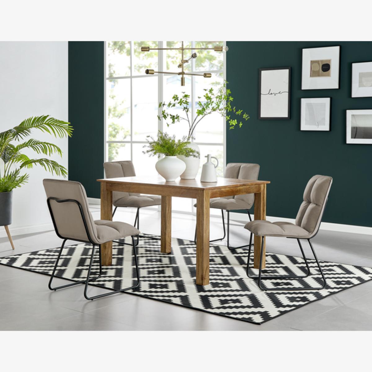 Anders Honey Wood Dining Table and 4 Menen Chairs - Taupe