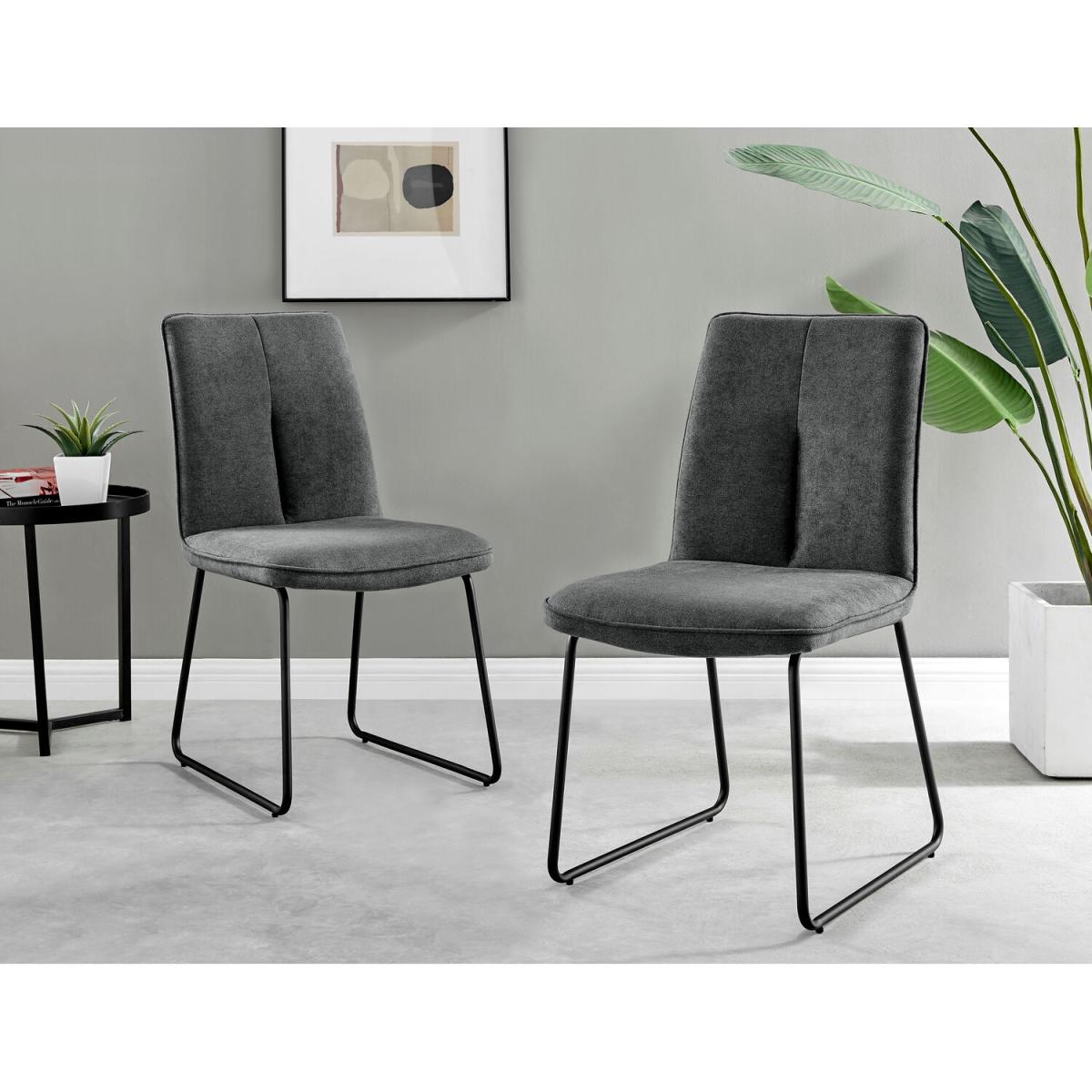 Kylo White High Gloss Dining Table and 4 Halle Chairs - Dark Grey – image 2