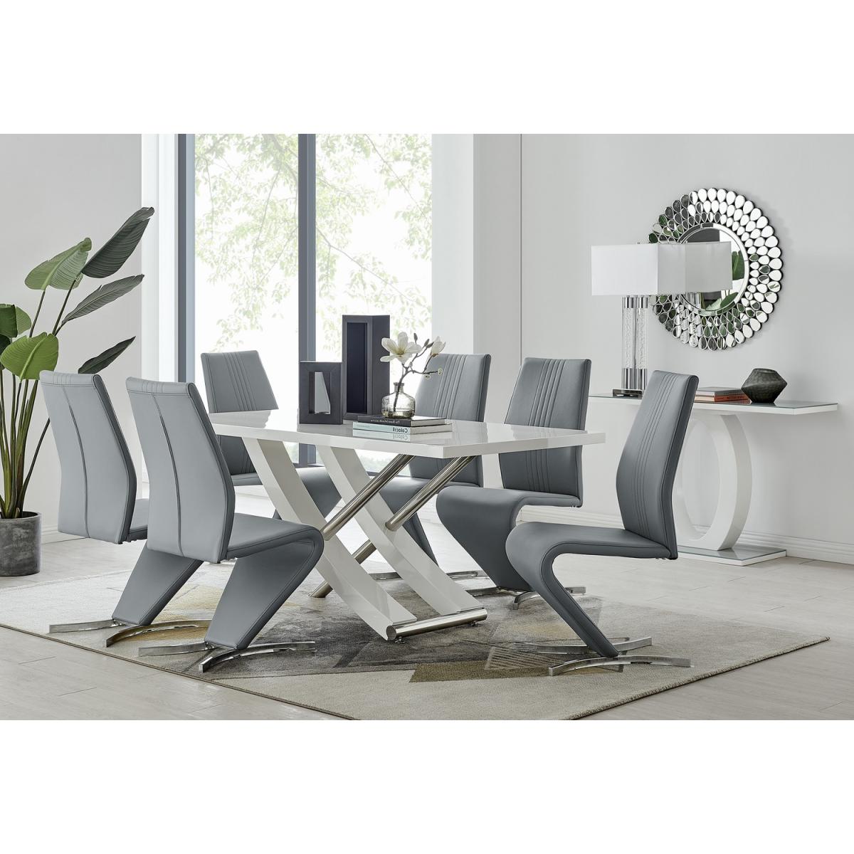 Mayfair Large White Dining Table  6 Willow Dining Chairs - Grey – image 2