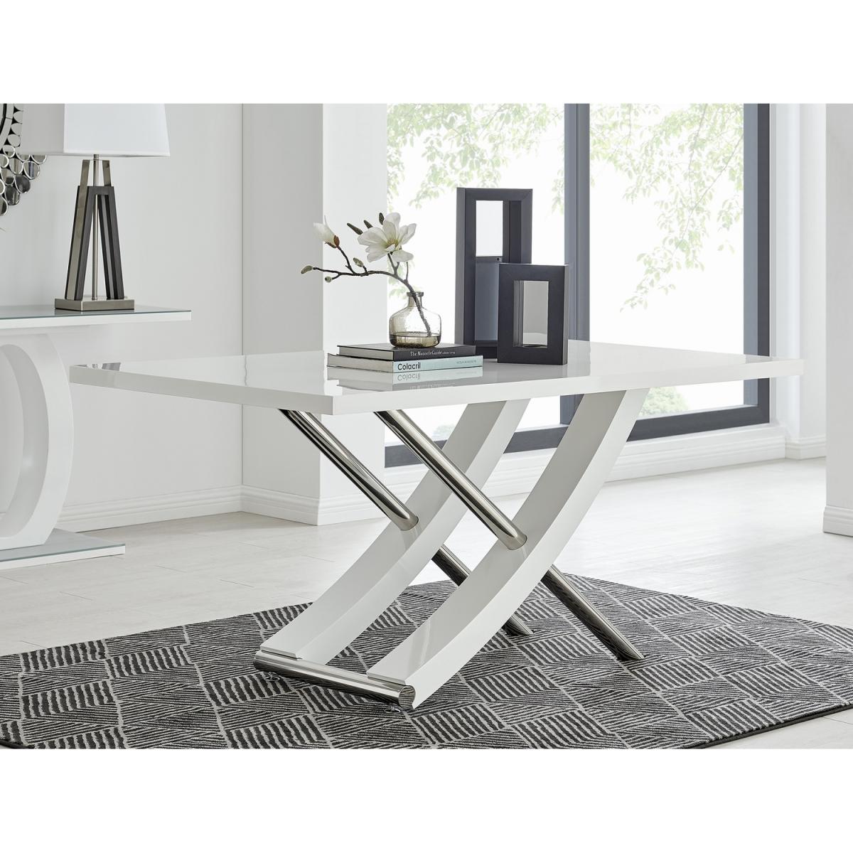 Mayfair Large White Dining Table  6 Willow Dining Chairs - Grey – image 3