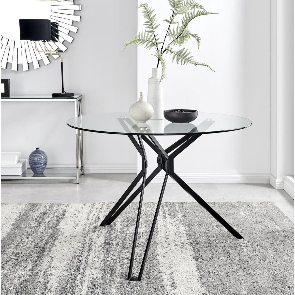 Cascina Glass  Chrome Leg Dining Table  4 Pesaro Silver Leg Chairs - Black – image 2