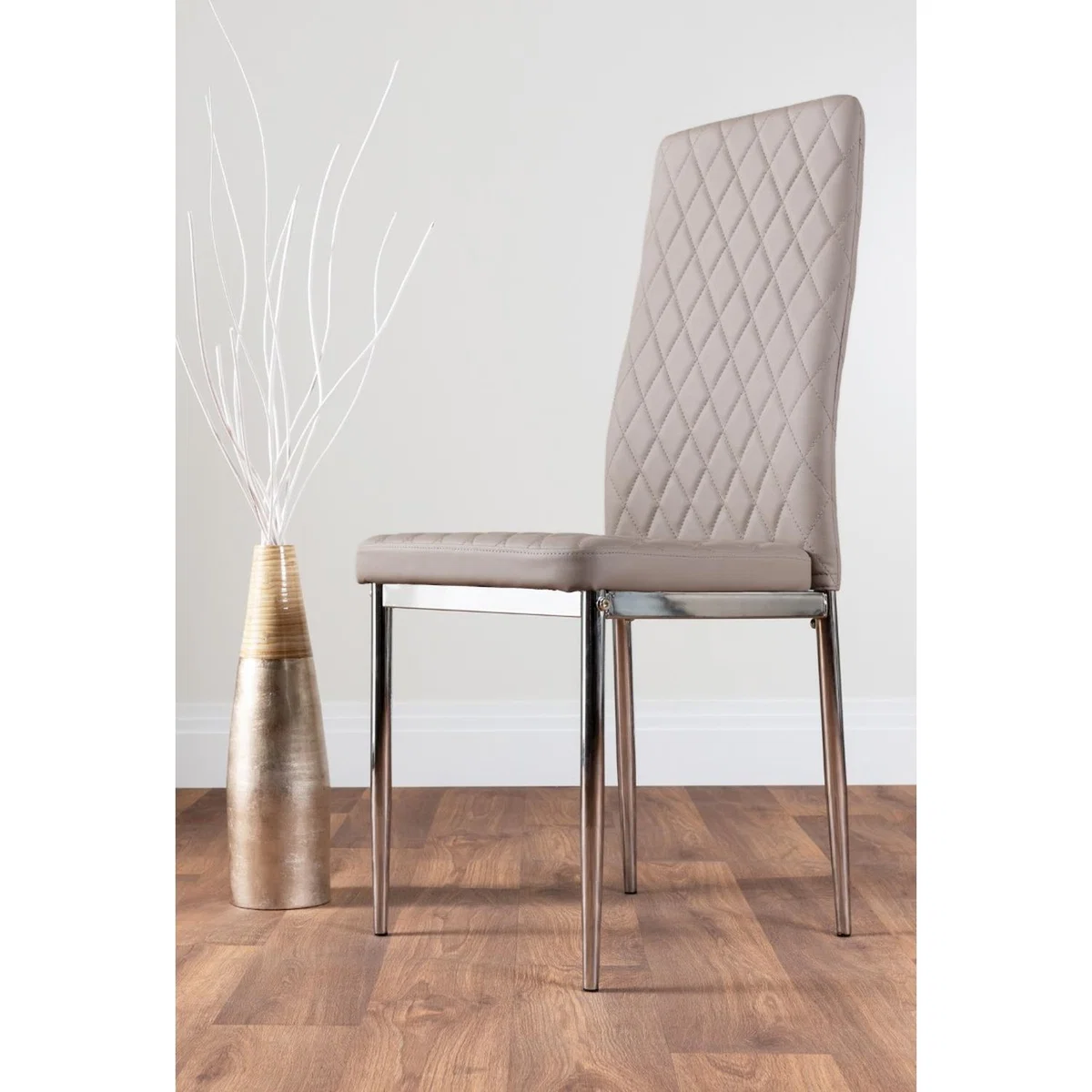 Novara Round Chrome Metal  Glass Dining Table  4 Milan Dining Chairs Set - Yellow – image 19