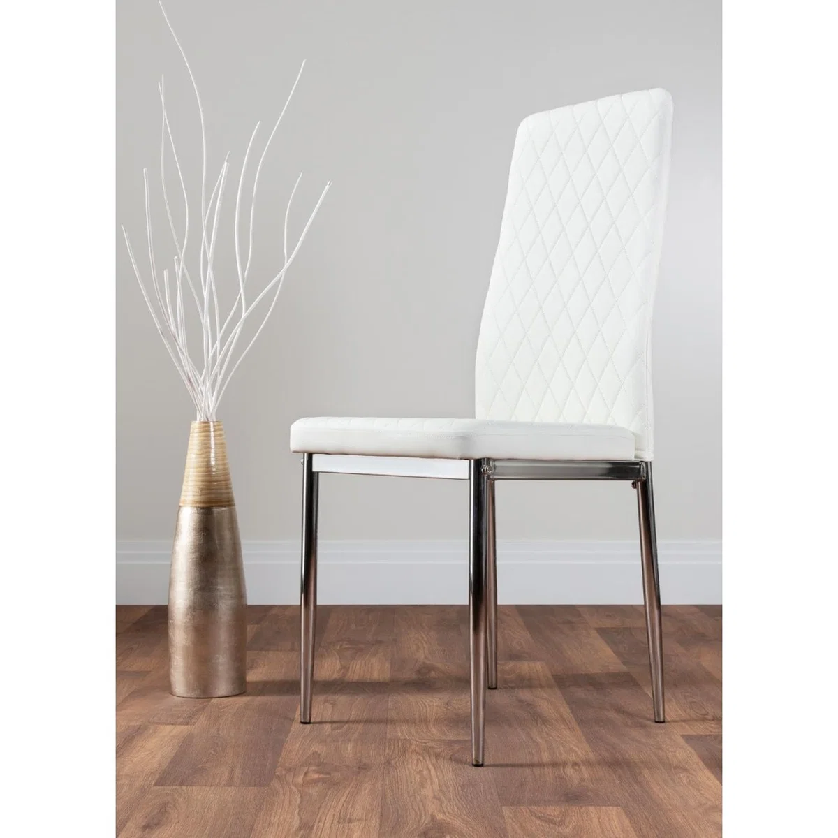 Novara Round Chrome Metal  Glass Dining Table  4 Milan Dining Chairs Set - Yellow – image 43