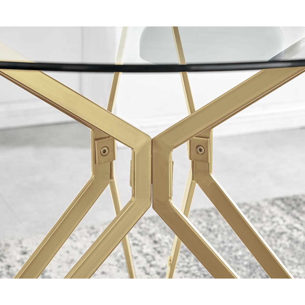 Cascina Glass  Gold Leg Dining Table  4 Corona Gold Leg Chairs - Yellow – image 11