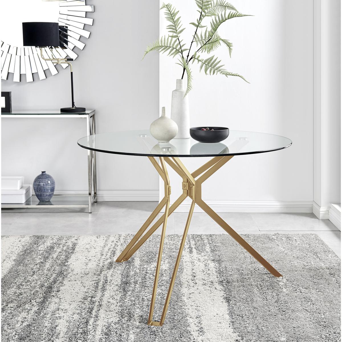 Cascina Glass  Gold Leg Dining Table  4 Corona Gold Leg Chairs - Yellow – image 10