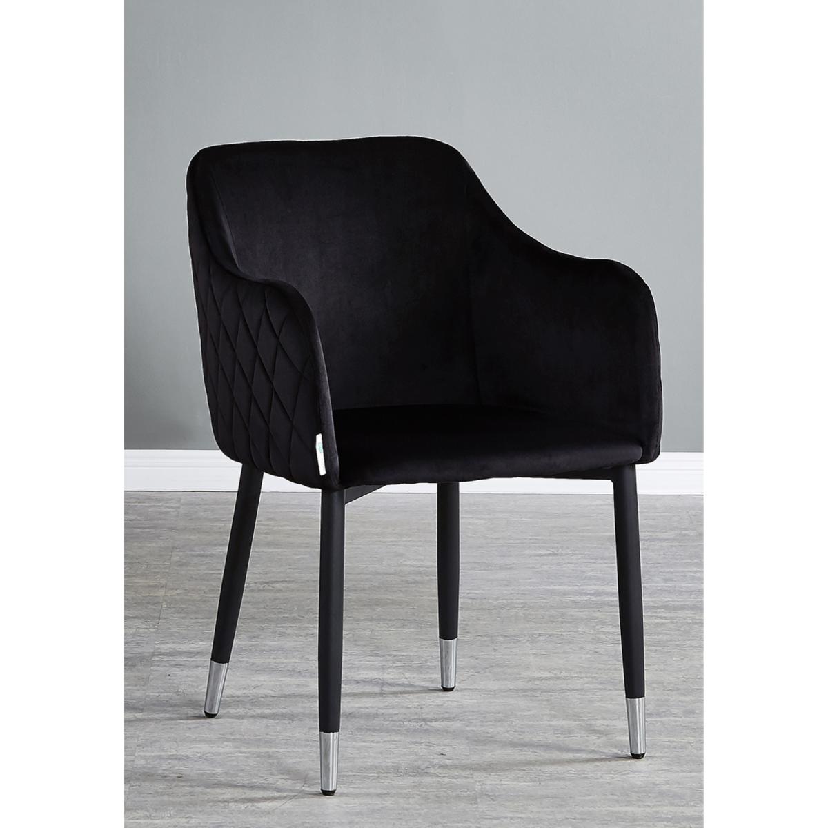 Verona Blaze LUX Dining Set with a Dining Table and 4 Velvet Chairs - Black Chairs & Oak Table – image 7