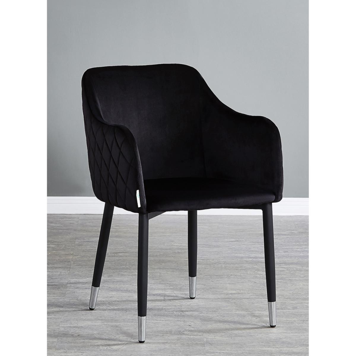 Verona Blaze LUX Dining Set with a Dining Table and 4 Velvet Chairs - Black Chairs & Oak Table – image 9