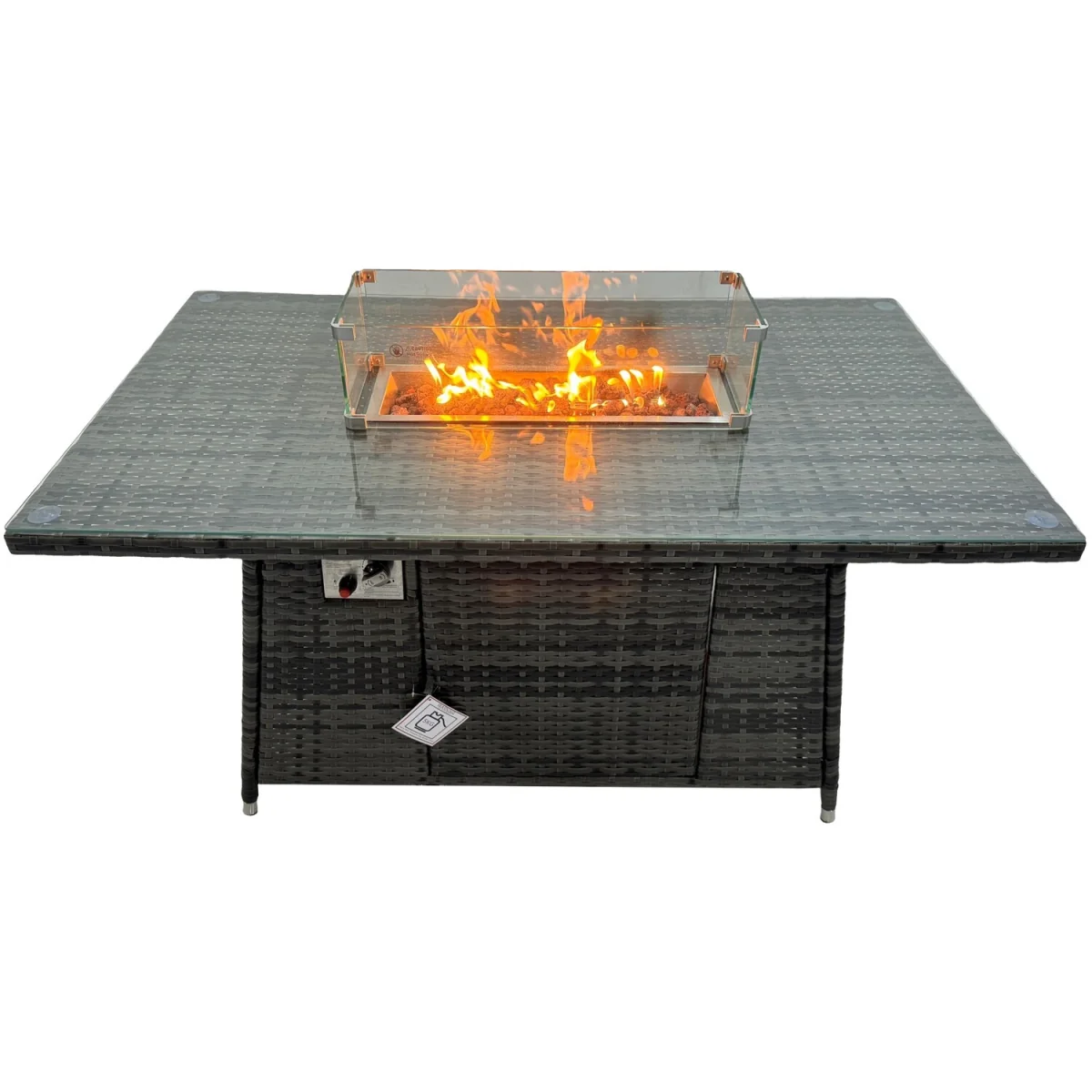 Rattan 7 Seater Gas Fire Pit Corner Sofa Dining Set Chair - Dark Grey Mixed – image 5