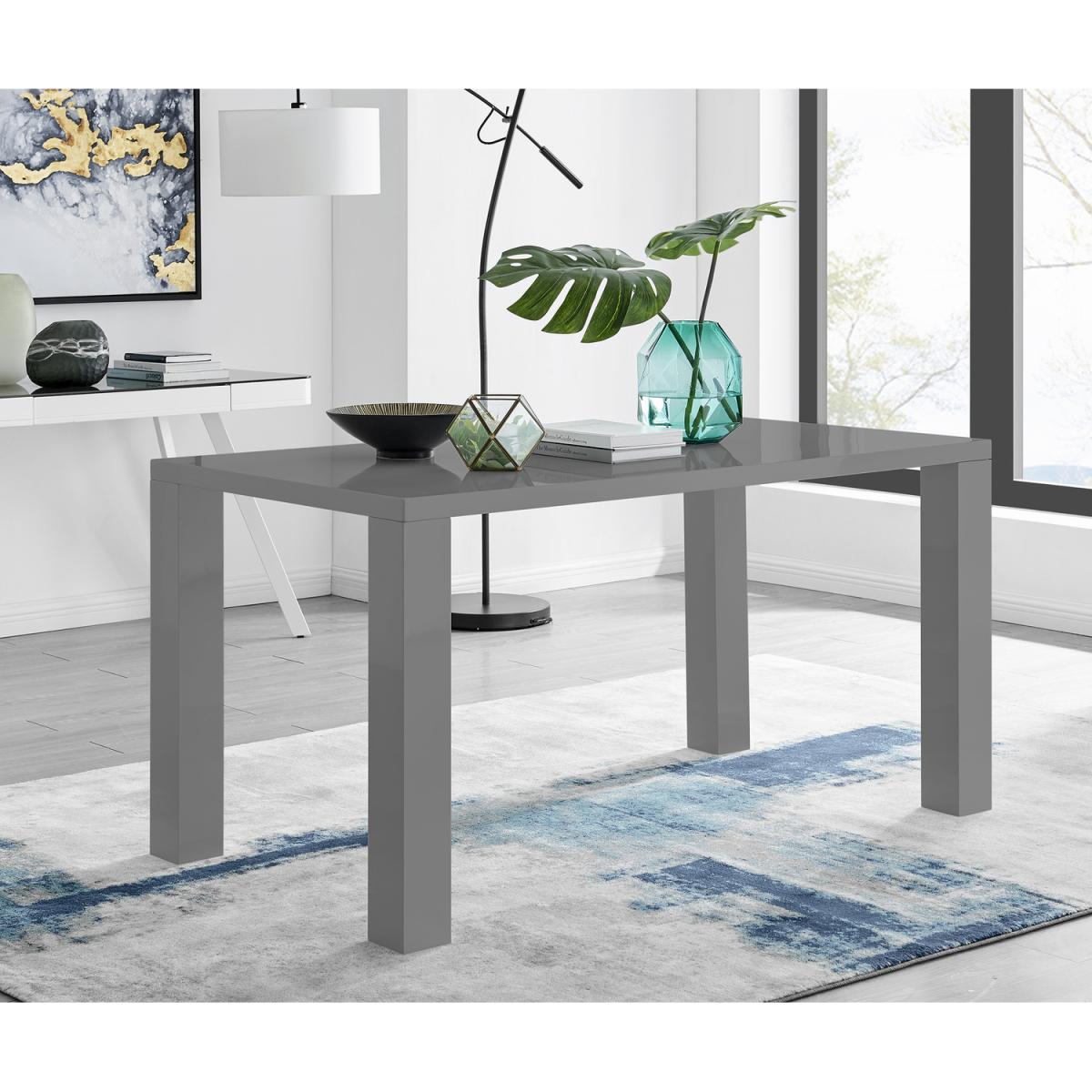 Pivero Grey High Gloss Dining Table and 6 Willow Chairs  - White – image 6
