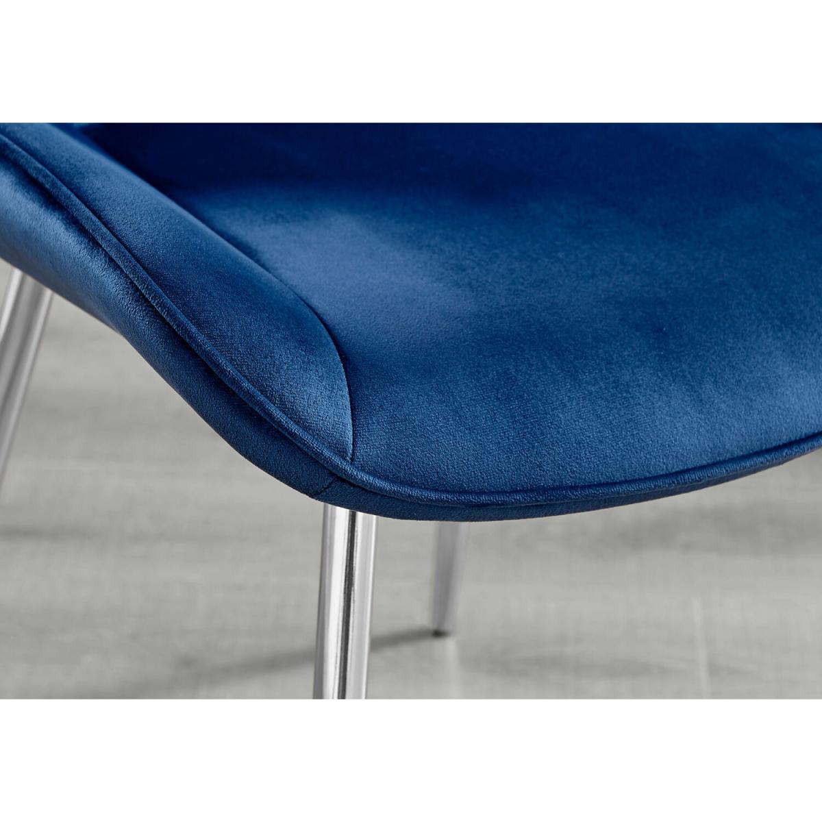 Seattle Glass and Black Leg Square Dining Table and 4 Pesaro Silver Chairs - Navy Blue – image 3