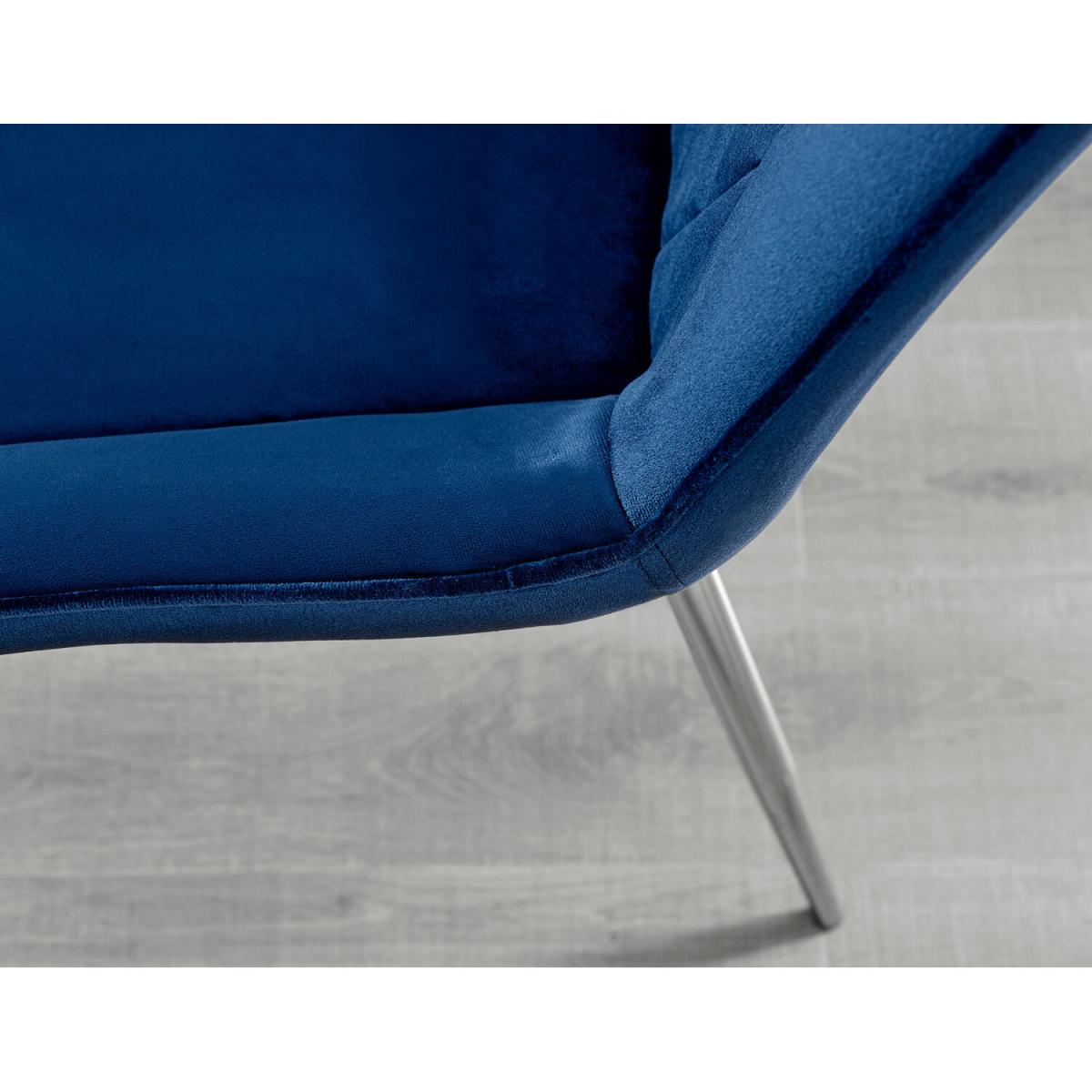 Seattle Glass and Black Leg Square Dining Table and 4 Pesaro Silver Chairs - Navy Blue – image 4