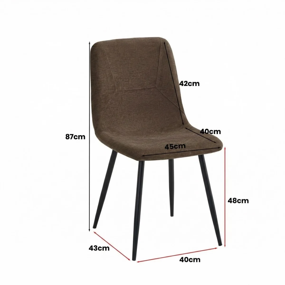 FWStyle 3 Piece Dining Set Cream Sintered Stone Table Dark Brown Chair - Dark Brown – image 2