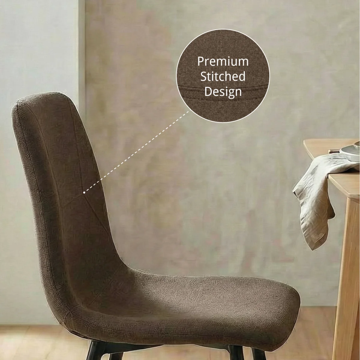 FWStyle 3 Piece Dining Set Cream Sintered Stone Table Dark Brown Chair - Dark Brown – image 4