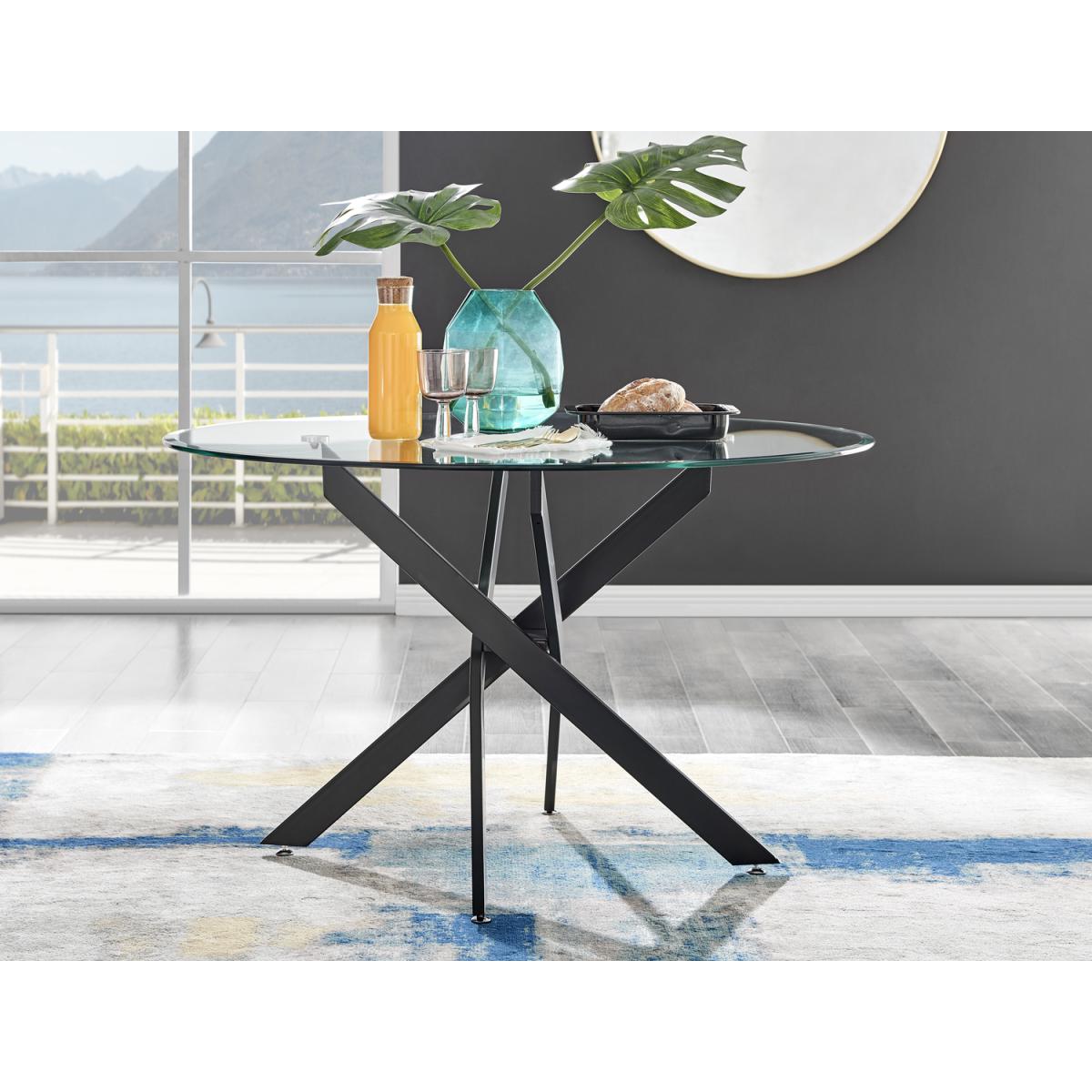 Novara Black Leg 120cm Round Glass Dining Table Pesaro Silver Chairs - Black – image 2