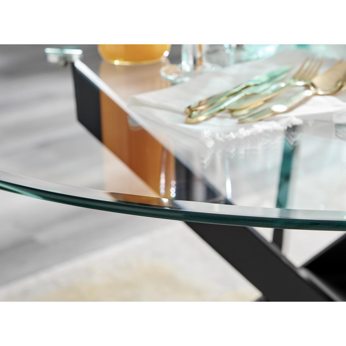 Novara Black Leg 120cm Round Glass Dining Table Pesaro Silver Chairs - Black – image 3