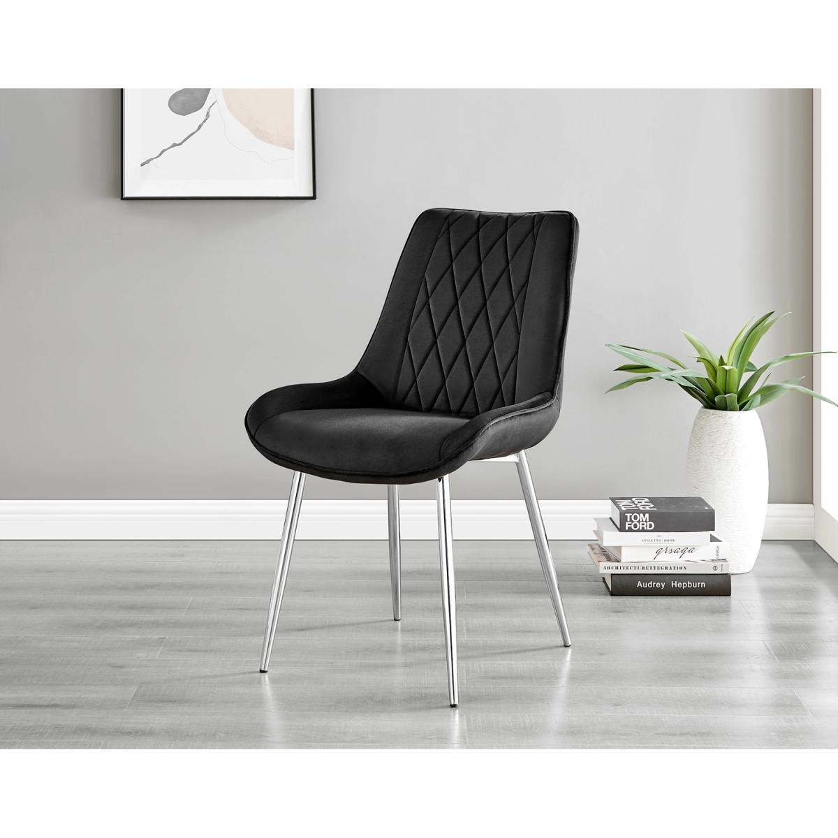 Novara Black Leg 120cm Round Glass Dining Table Pesaro Silver Chairs - Black – image 6