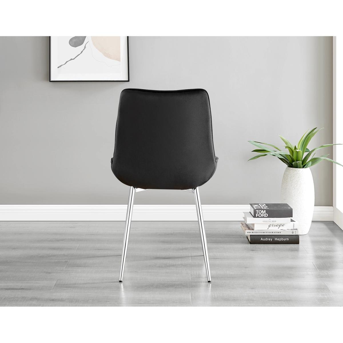 Novara Black Leg 120cm Round Glass Dining Table Pesaro Silver Chairs - Black – image 9