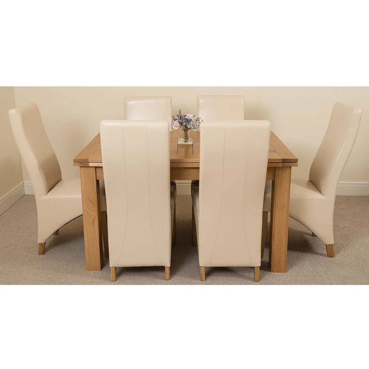 Richmond 140-220cm Oak Extending Dining Table and 6 Lola Leather Chairs - Red – image 14