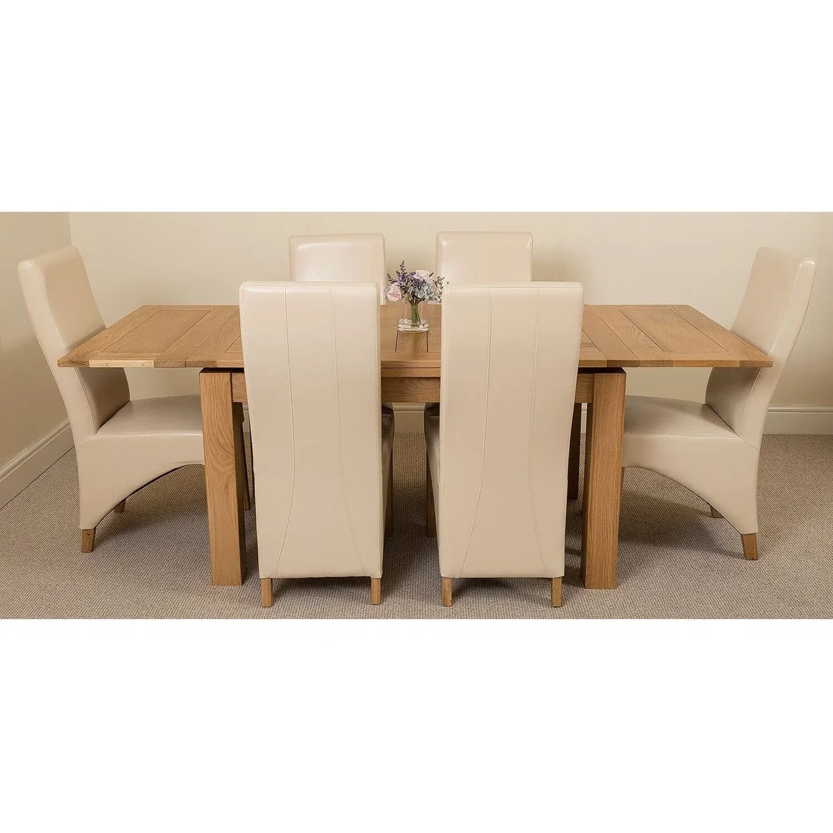 Richmond 140-220cm Oak Extending Dining Table and 6 Lola Leather Chairs - Red – image 15