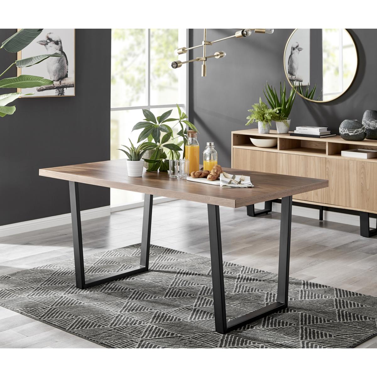 Kylo Brown Wood Effect Dining Table  6 Pesaro Gold Leg Chairs - Grey – image 11