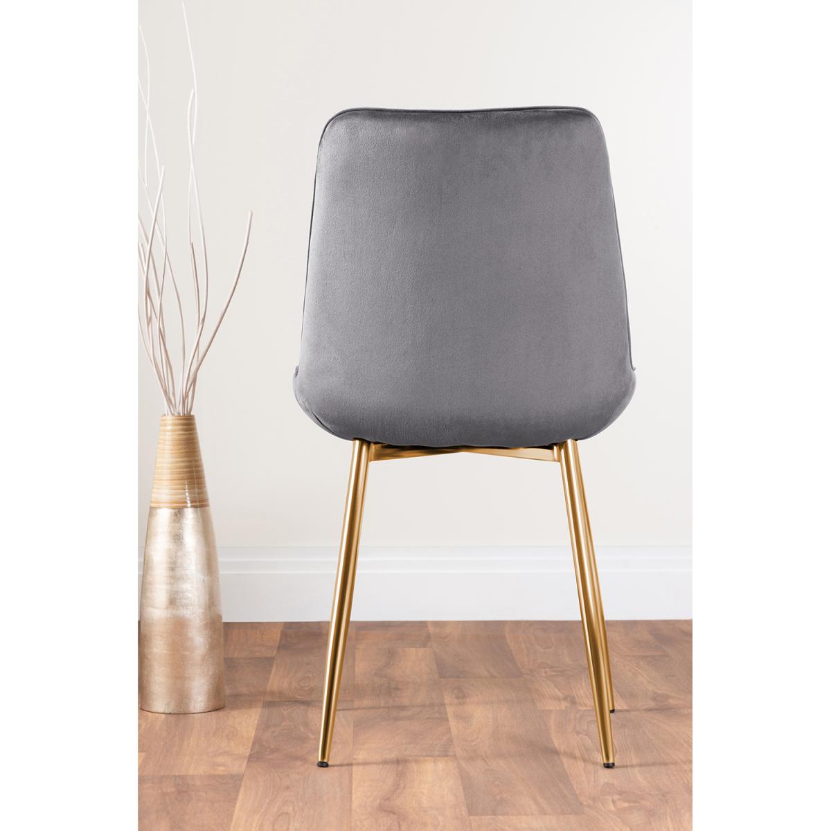Kylo Brown Wood Effect Dining Table  6 Pesaro Gold Leg Chairs - Grey – image 10