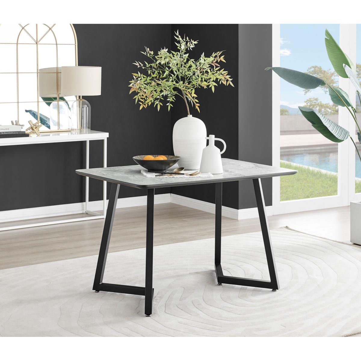 Carson White Marble Effect Dining Table and 4 Pesaro Black Leg Chairs - Grey – image 2