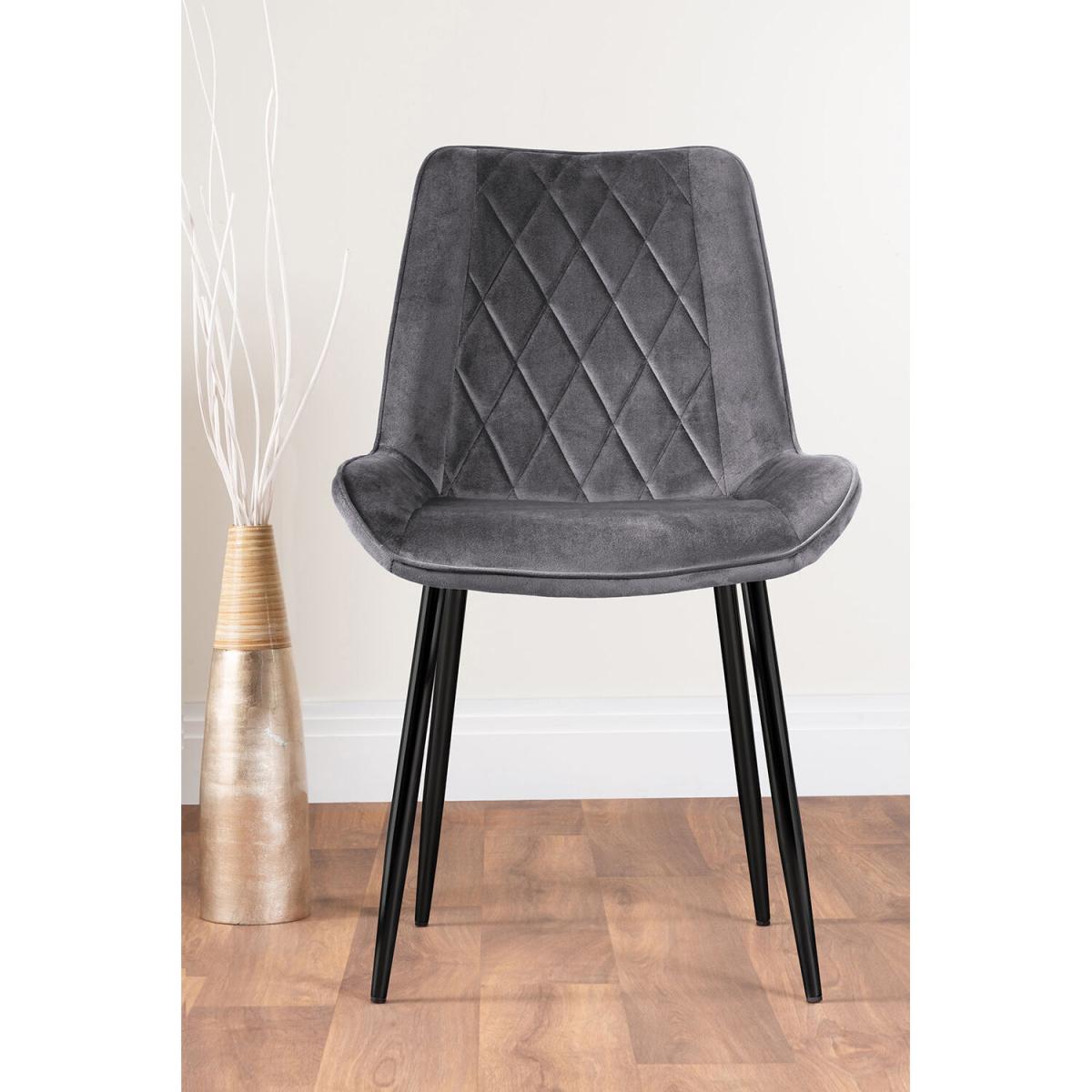 Carson White Marble Effect Dining Table and 4 Pesaro Black Leg Chairs - Grey – image 10