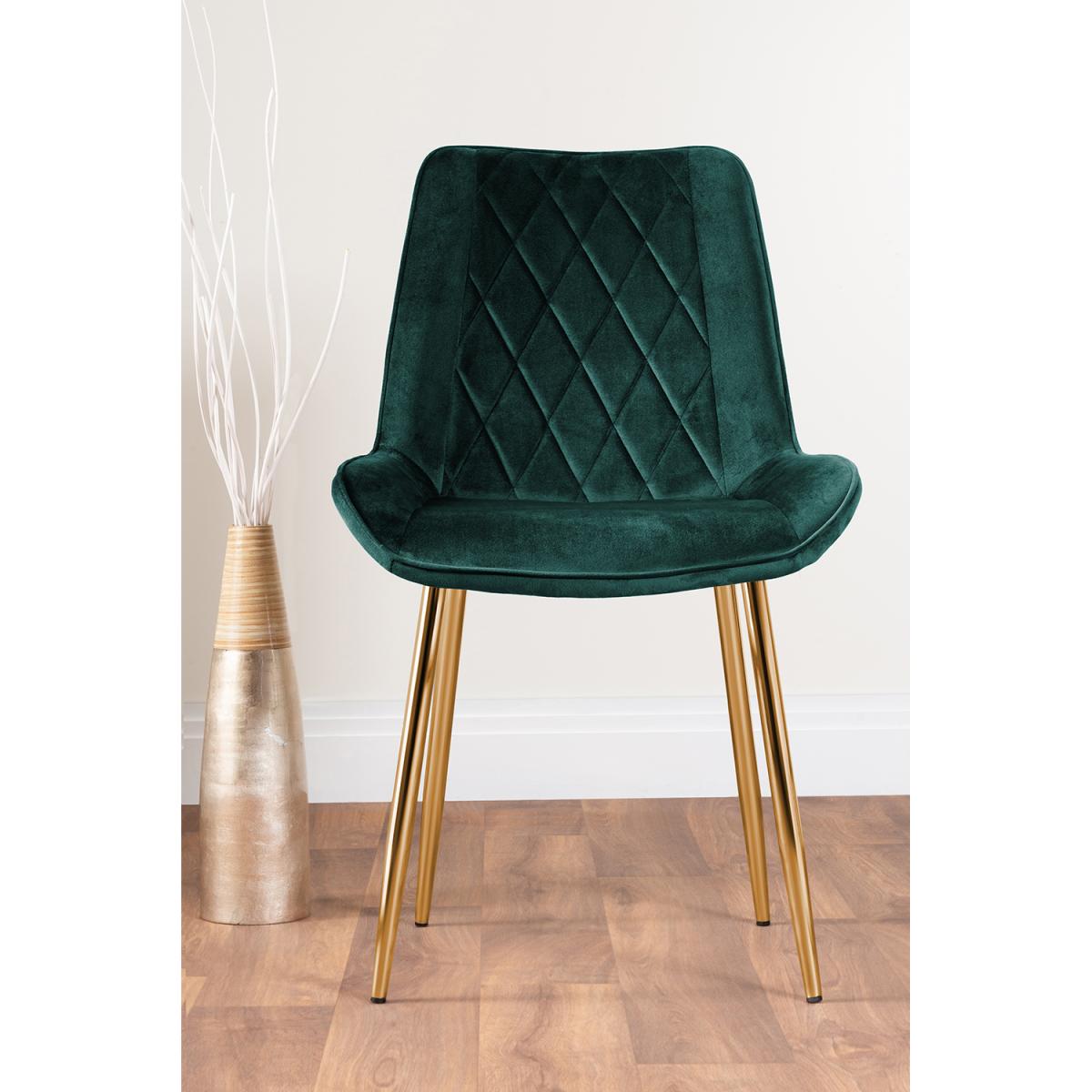 Selina Round Dining Table with Two Pesaro Gold Leg Chairs - Navy – image 12