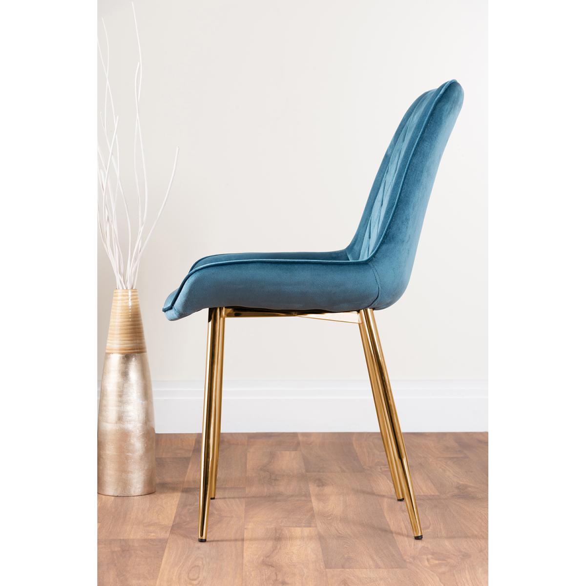 Selina Round Dining Table with Two Pesaro Gold Leg Chairs - Navy – image 3