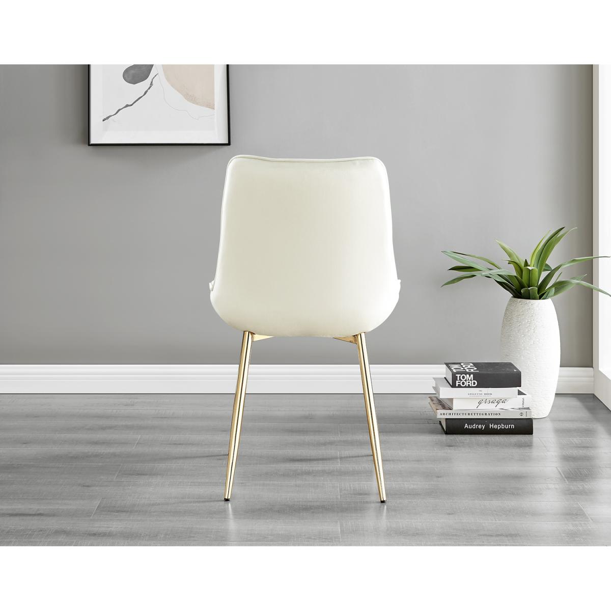 Selina Round Dining Table with Two Pesaro Gold Leg Chairs - Navy – image 33