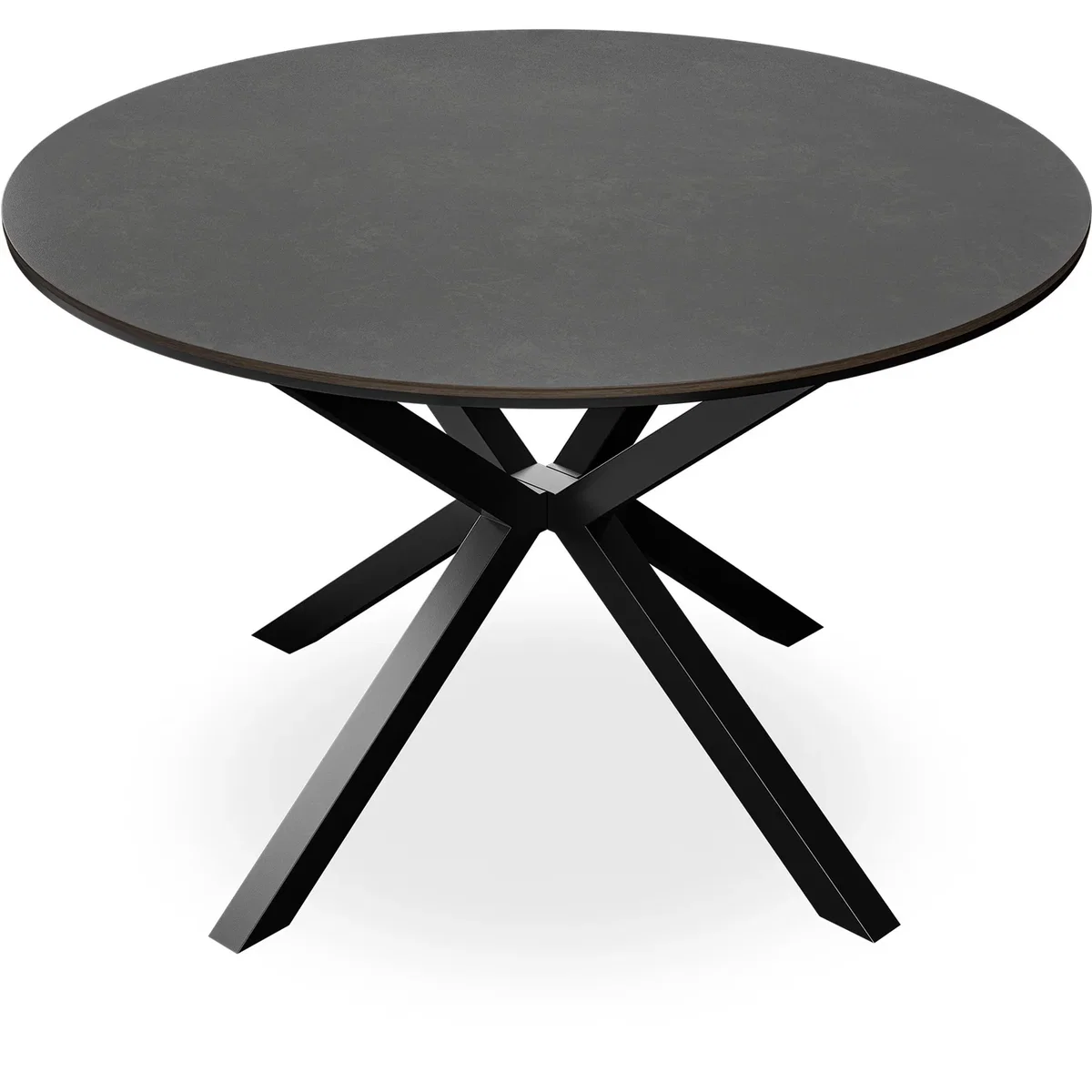 Calne Concrete Ceramic Round Dining Table With 4 Anika Velvet Chairs - Black – image 3