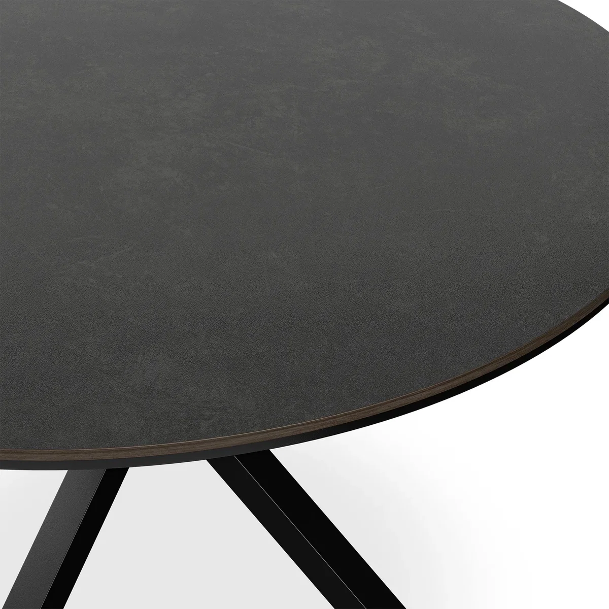 Calne Concrete Ceramic Round Dining Table With 4 Anika Velvet Chairs - Black – image 5