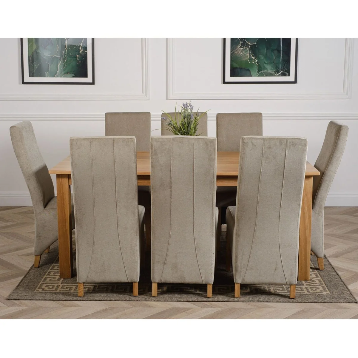 Oslo 180 x 90 cm Large Oak Dining Table and 8 Lola Fabric Chairs - Black – image 13