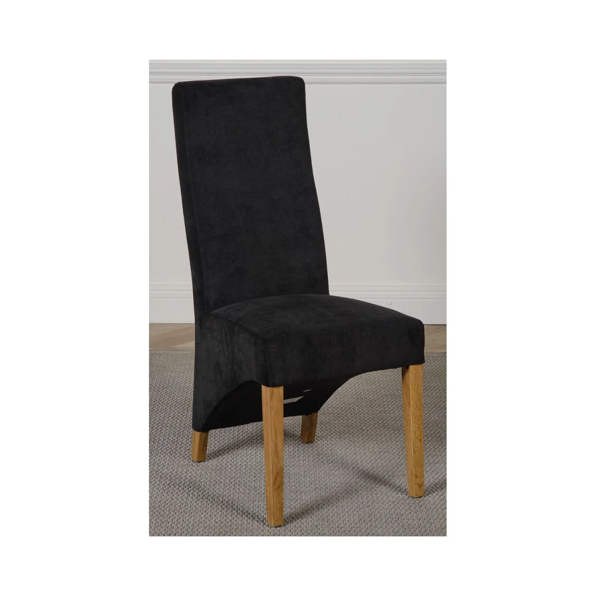 Oslo 180 x 90 cm Large Oak Dining Table and 8 Lola Fabric Chairs - Black – image 16