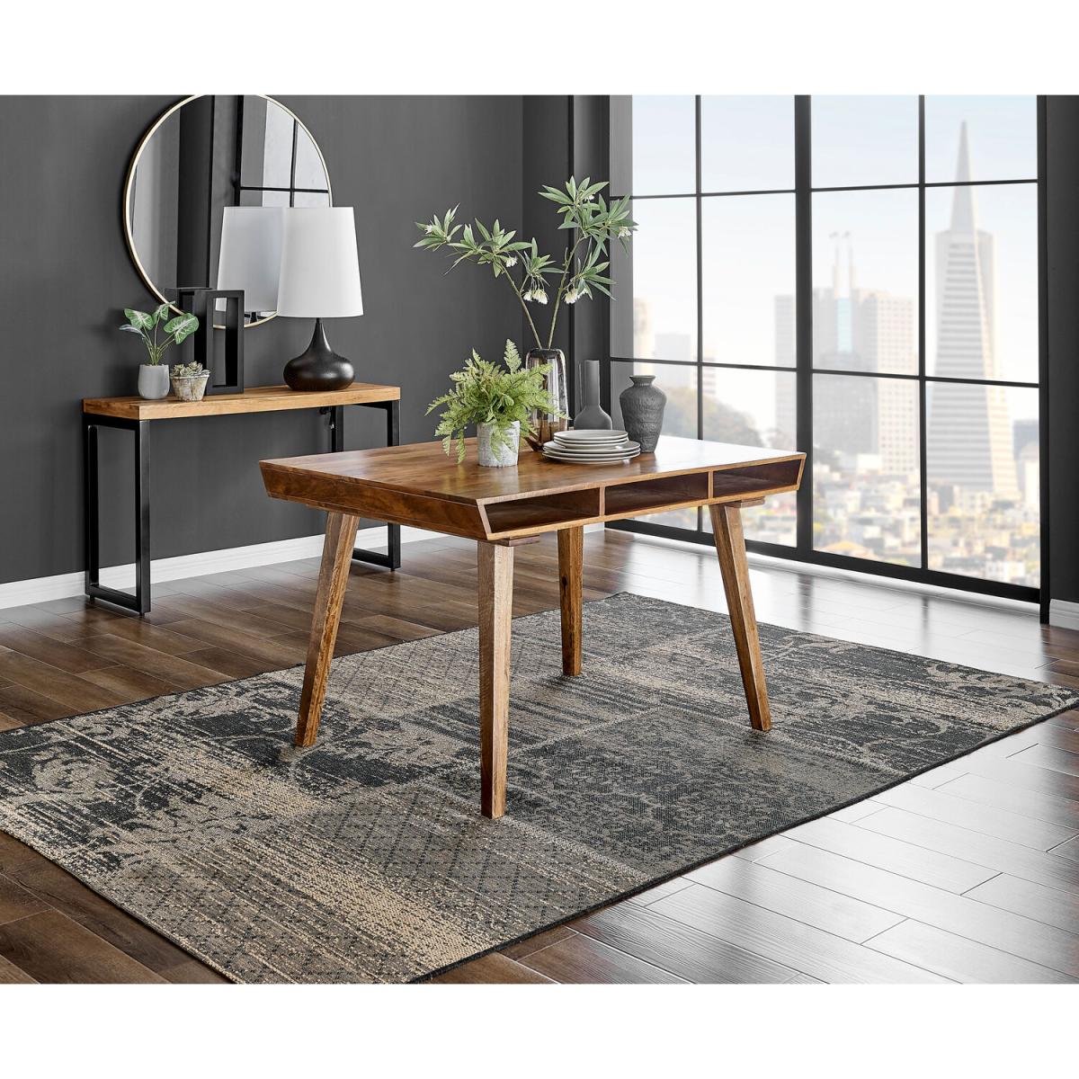 Otto Honey Solid Wood Dining Table and 4 Corona Gold Leg Chairs - Black – image 2