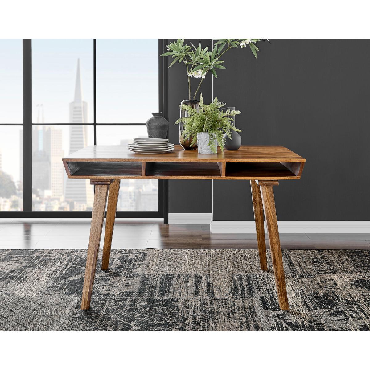 Otto Honey Solid Wood Dining Table and 4 Corona Gold Leg Chairs - Black – image 3