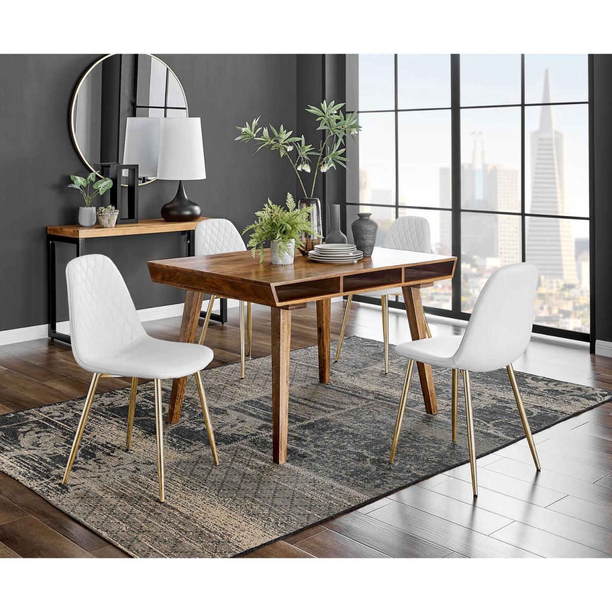 Otto Honey Solid Wood Dining Table and 4 Corona Gold Leg Chairs - Black – image 26