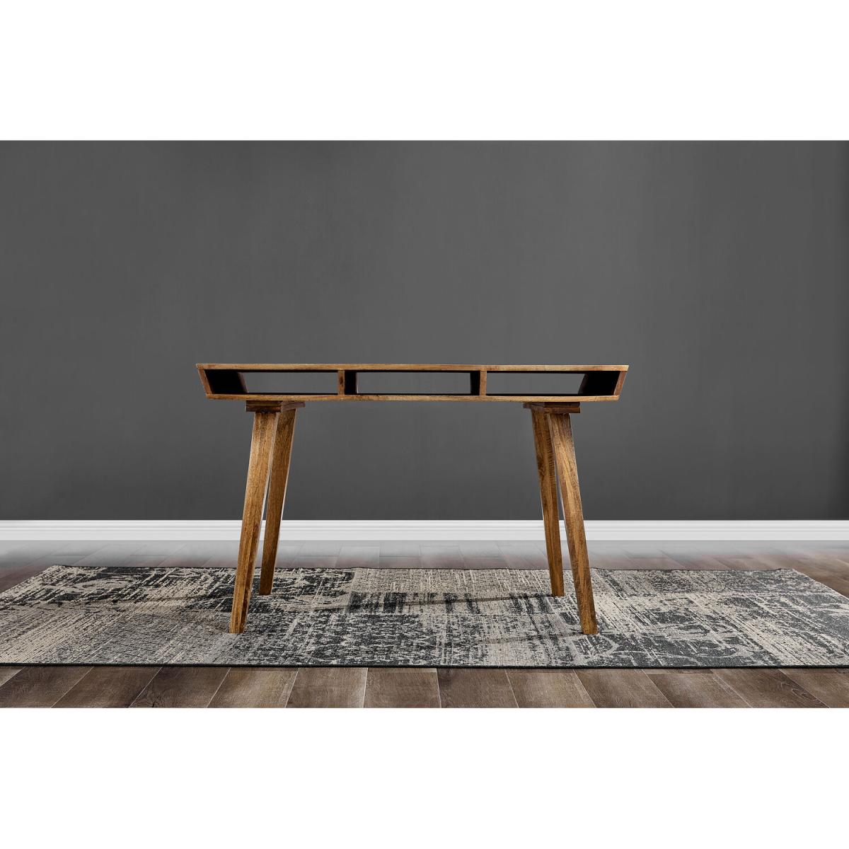 Otto Honey Solid Wood Dining Table and 4 Corona Gold Leg Chairs - Black – image 4