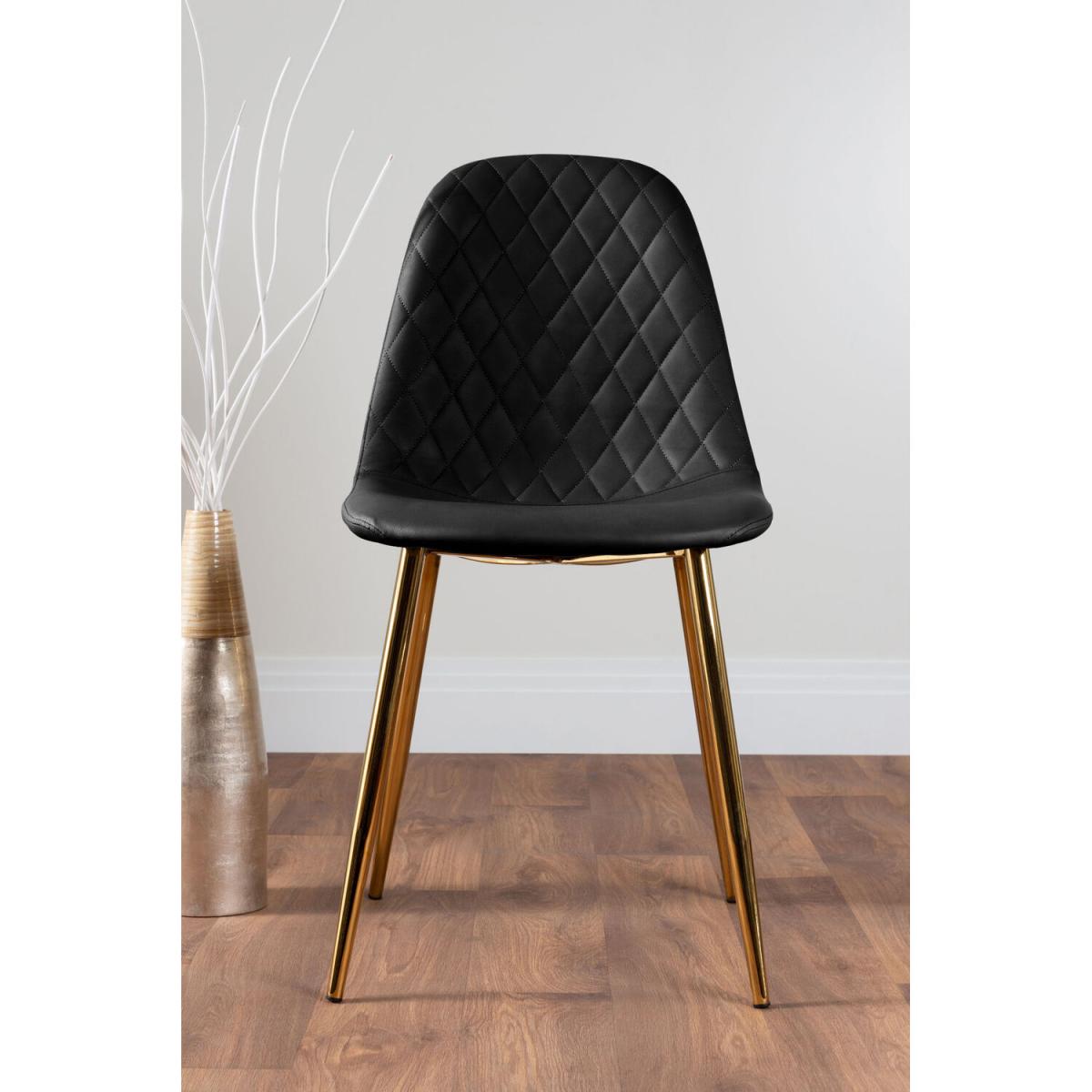 Otto Honey Solid Wood Dining Table and 4 Corona Gold Leg Chairs - Black – image 9